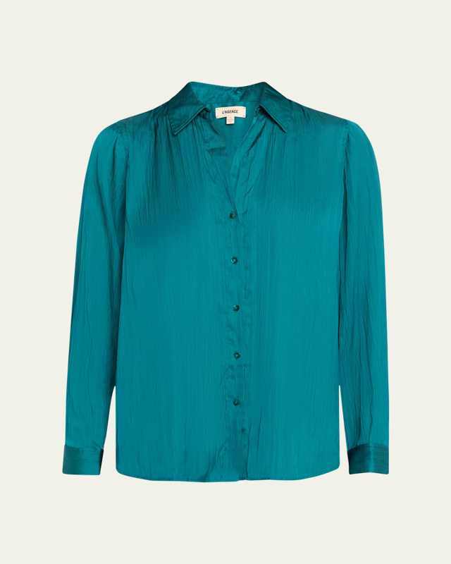 Nina Crinkled Satin Blouse